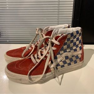 VANS Sk8-Hi Checkered Red/Blue Sz 6.5 Men High-Top skate Sneakers Used